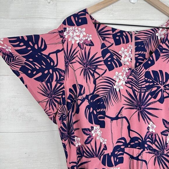 ModCloth x Collectif Maxi Dress 14 Pink Thelma Tropicool V Neck Tie Waist NWT - Picture 5 of 16